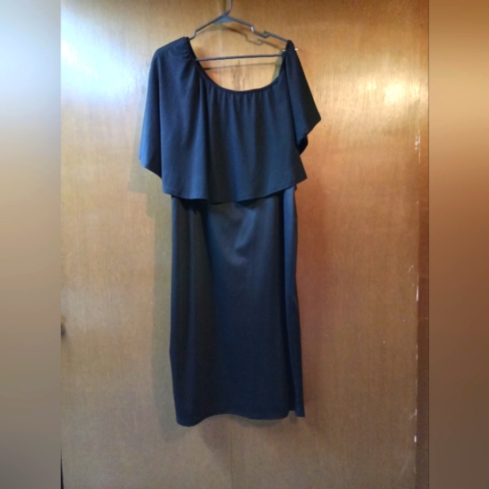 BloomChic Black One Shoulder Flutter Sleeve Cocktail Dress